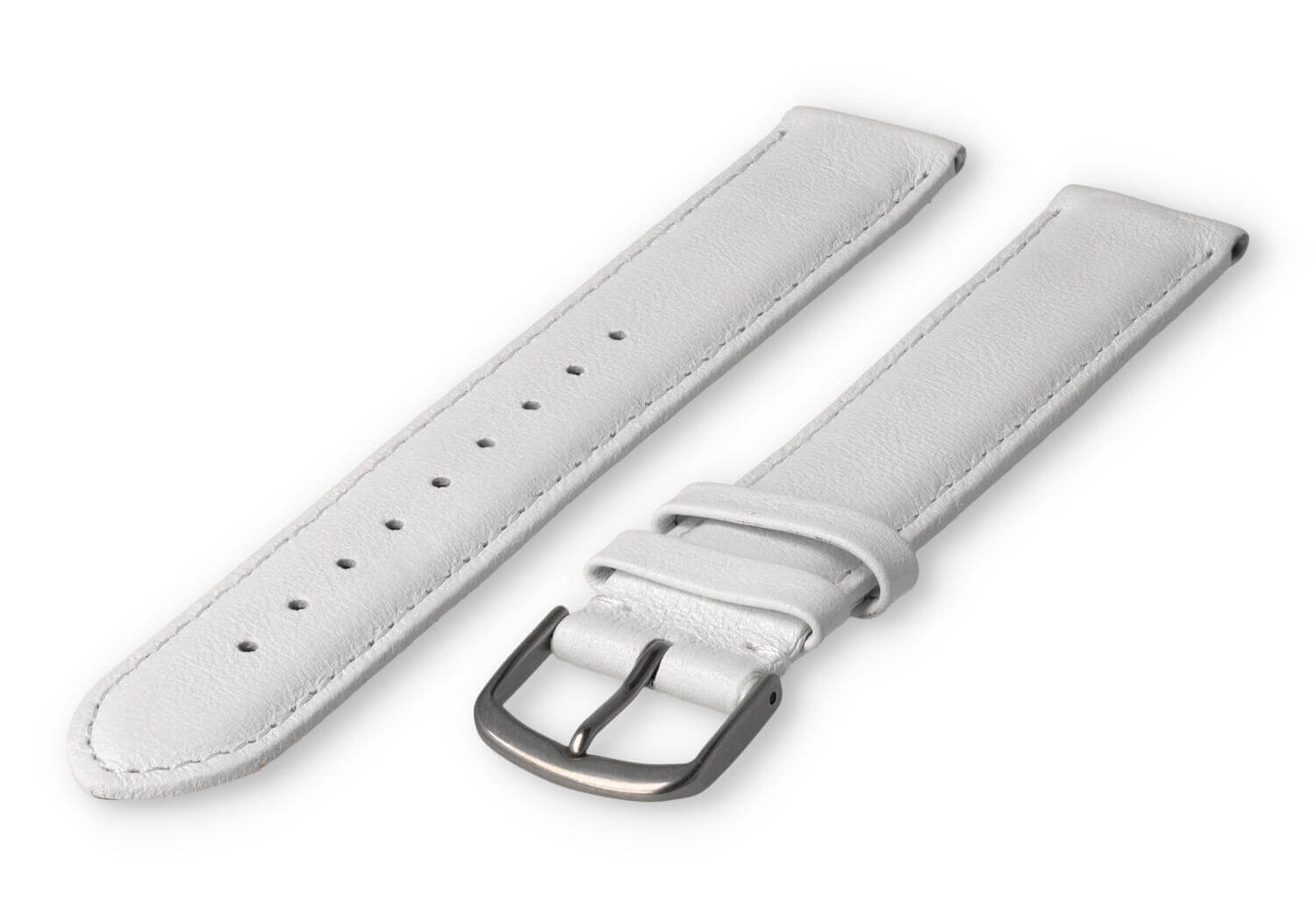 XL horlogeband glad leer - 18mm - wit