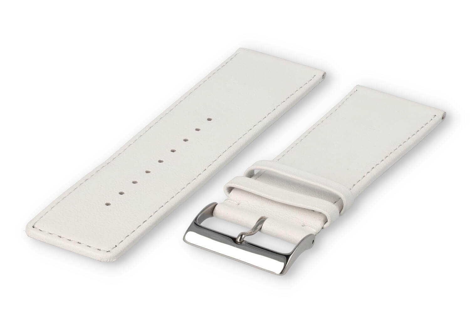 XL horlogeband glad leer - 30mm - wit