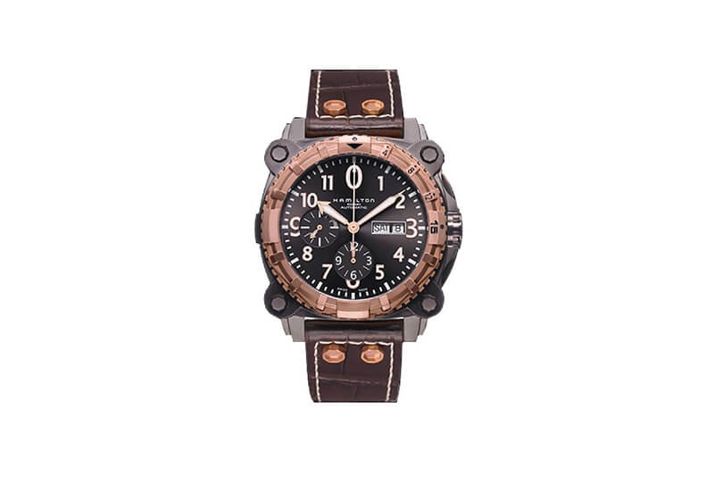 Hamilton horlogeband H78626583 - bruin leer