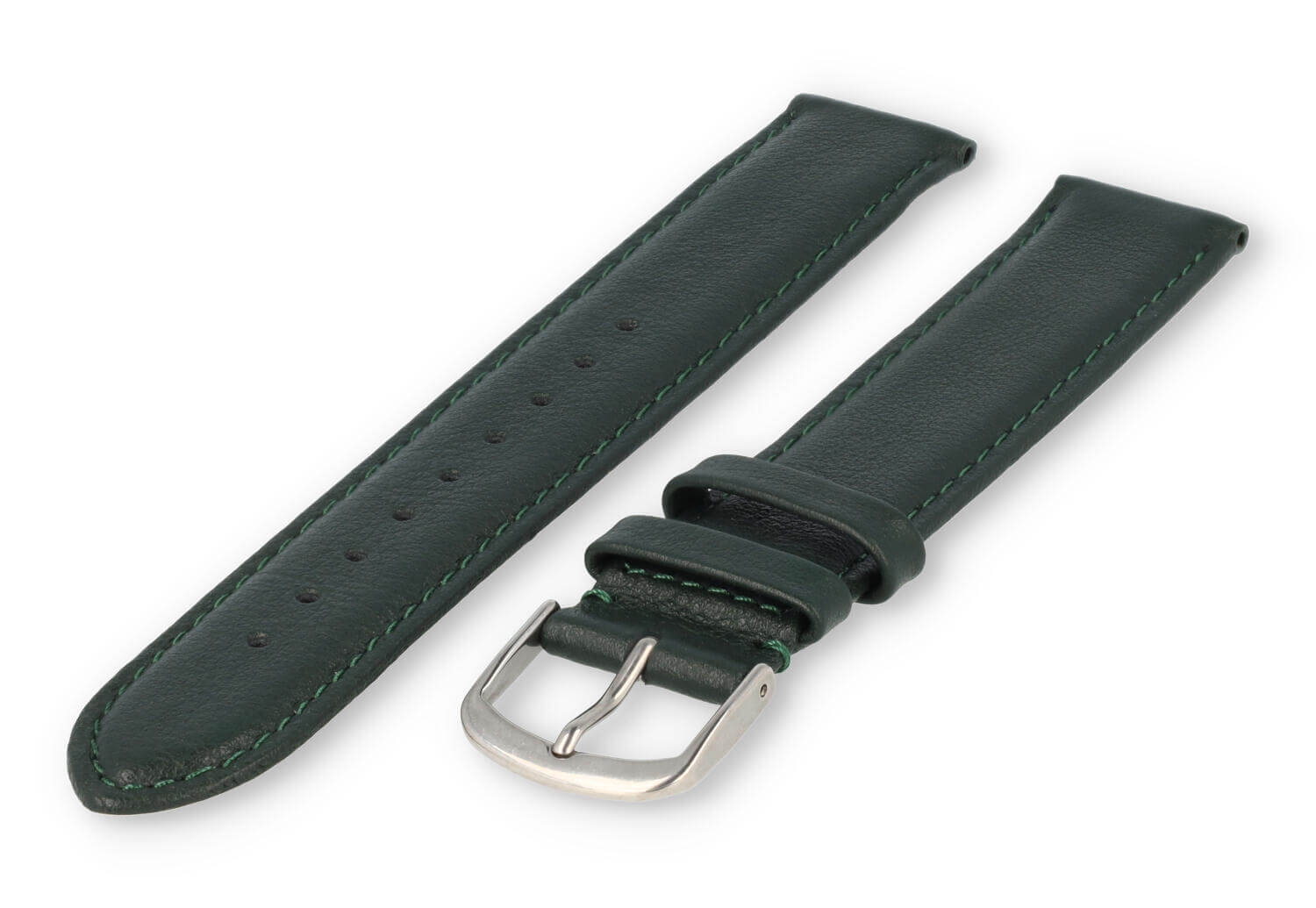 XL horlogeband glad leer - 18mm - donkergroen