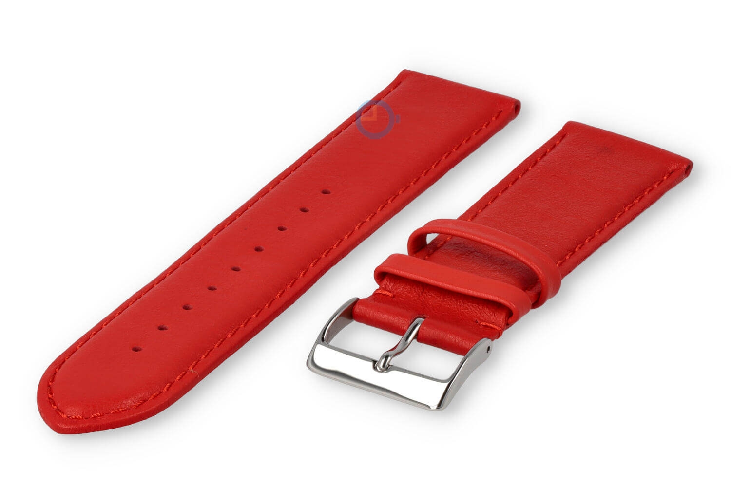 24mm horlogeband glad leer - felrood