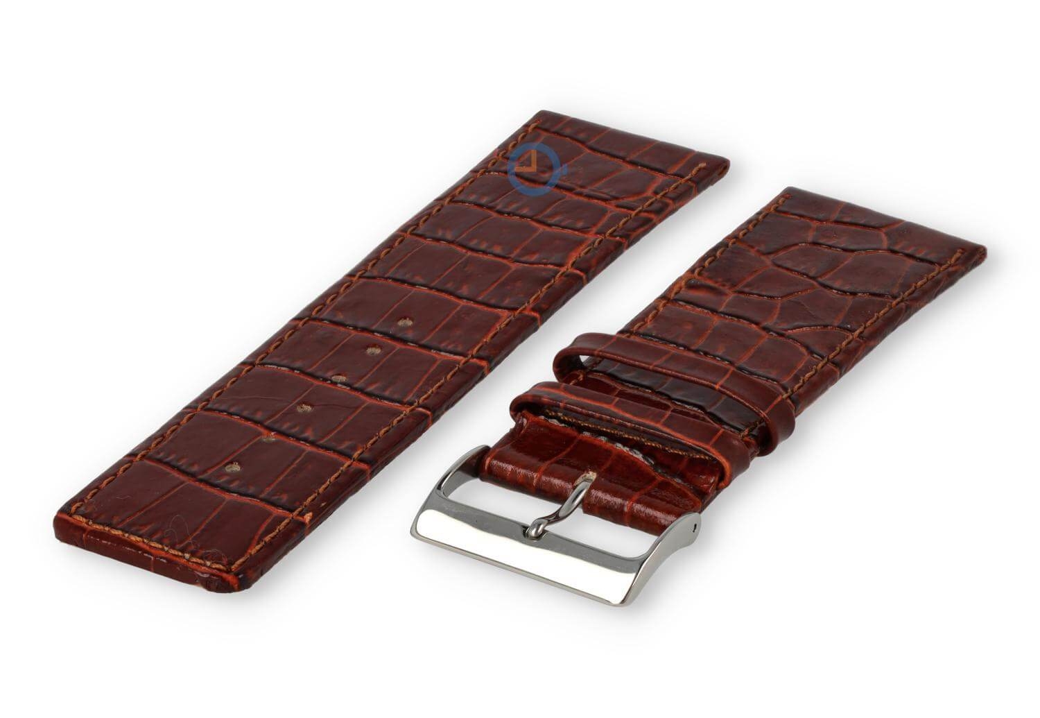 Kalfsleder band met croco-reliëf - 28mm - roestbruin