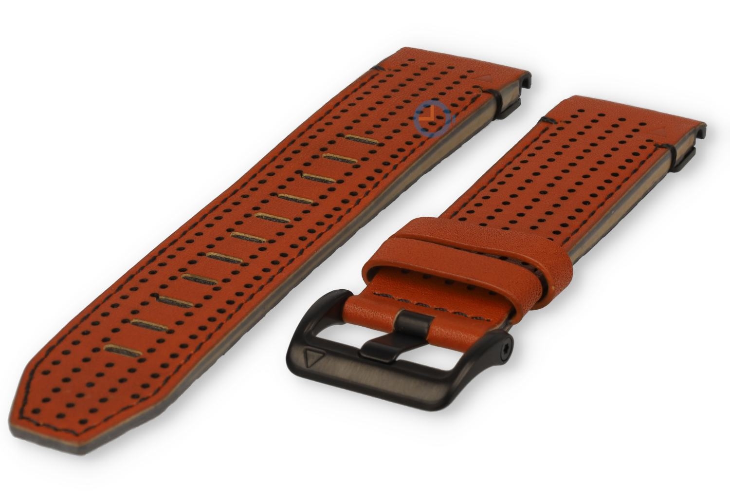 Luxe leren horlogeband Garmin Fenix 8 - 47mm (bruin/zwart)
