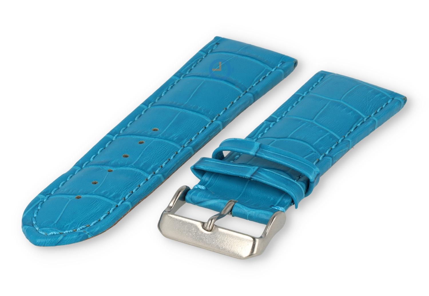 Krachtige horlogeband van kalfsleer - 28mm - turquoise