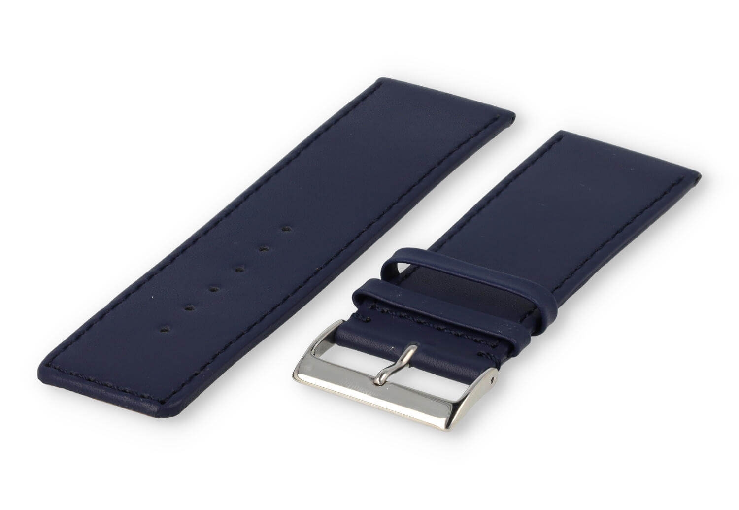 XL horlogeband glad leer - 30mm - donkerblauw