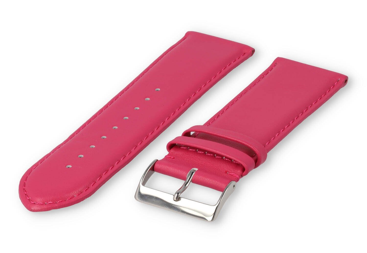 XL horlogeband glad leer - 28mm - roze