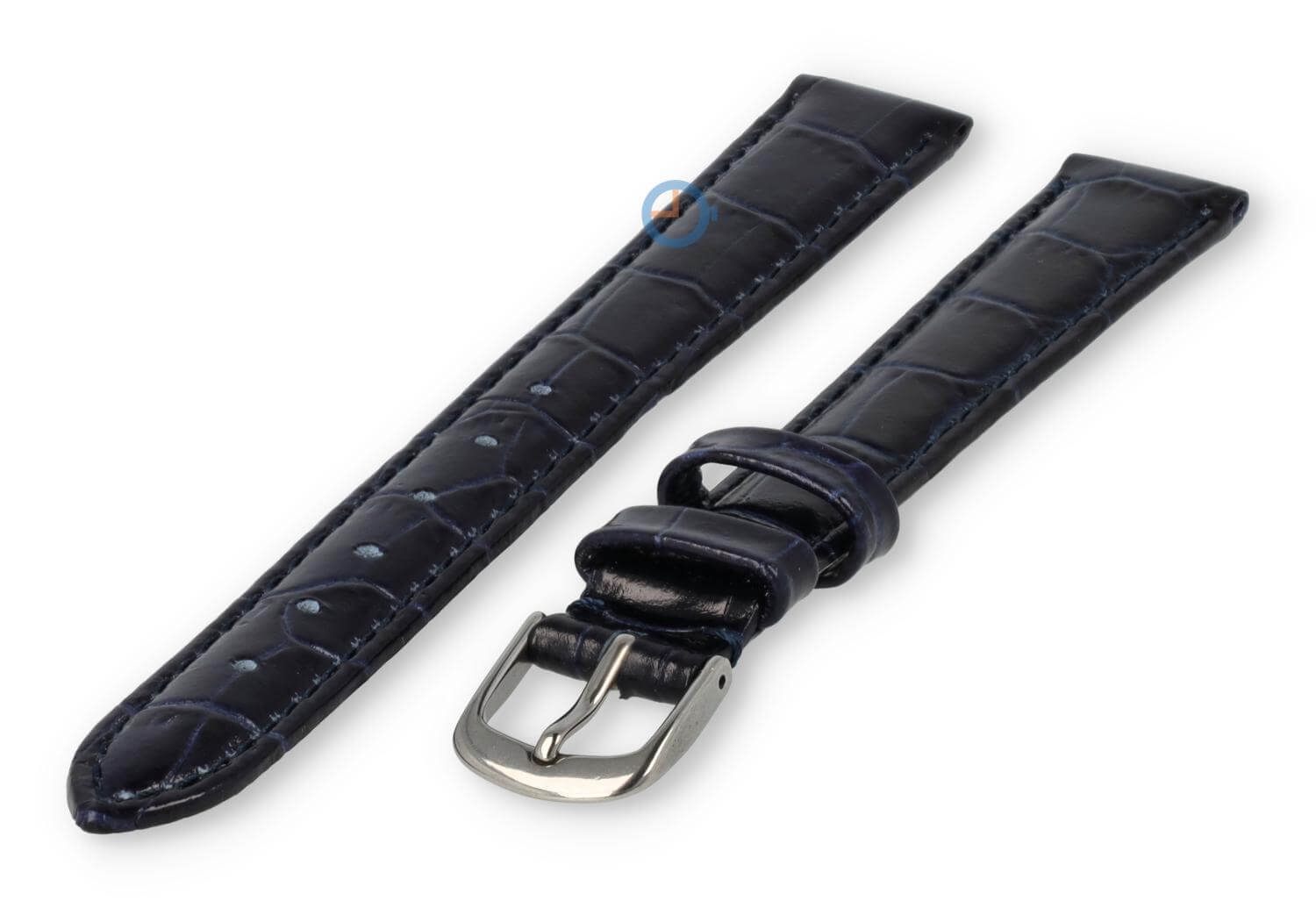 XL horlogeband van leer - 14mm - donkerblauw