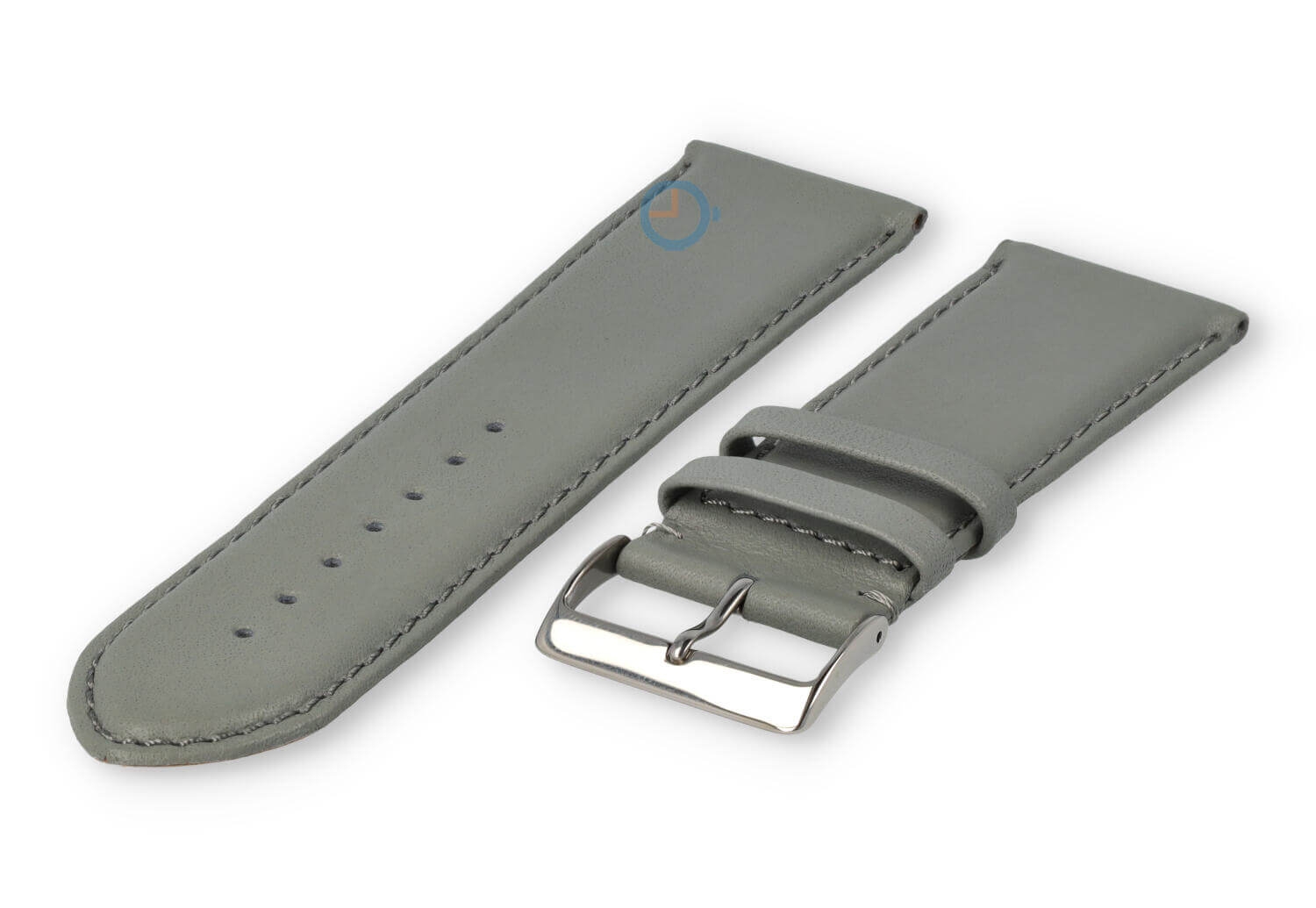 28mm horlogeband glad leer - lichtgrijs