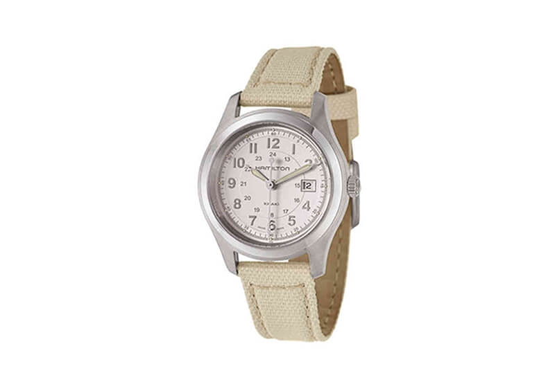Hamilton horlogeband H72211453 - beige leer met nylon