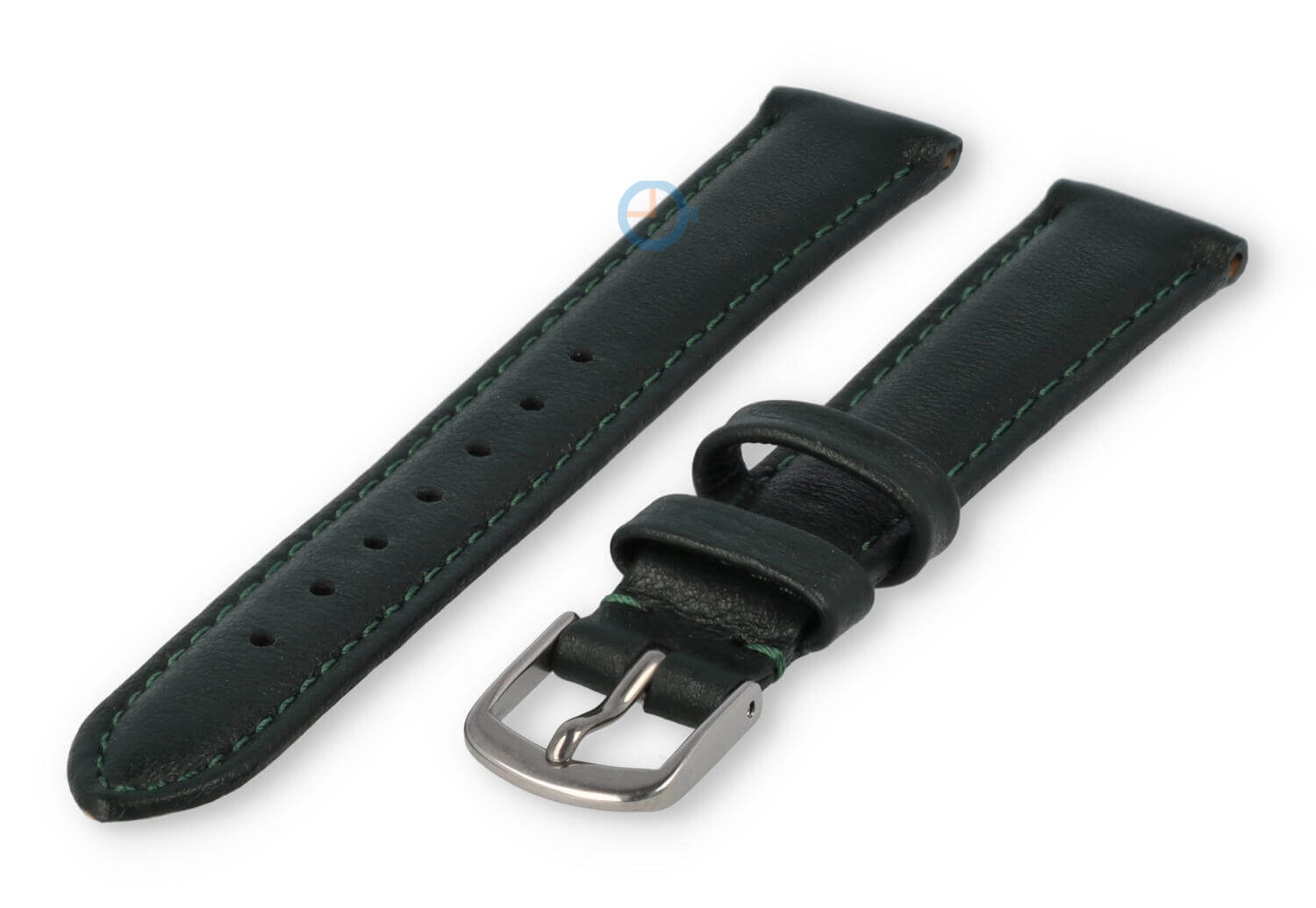 12mm horlogeband glad leer - donkergroen