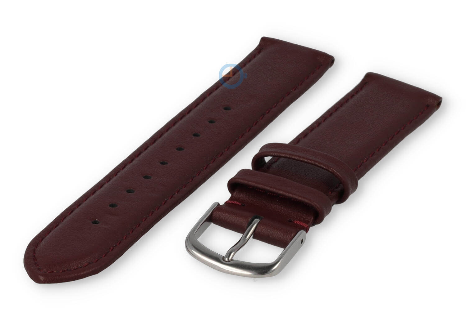 18mm horlogeband glad leer - bordeaux