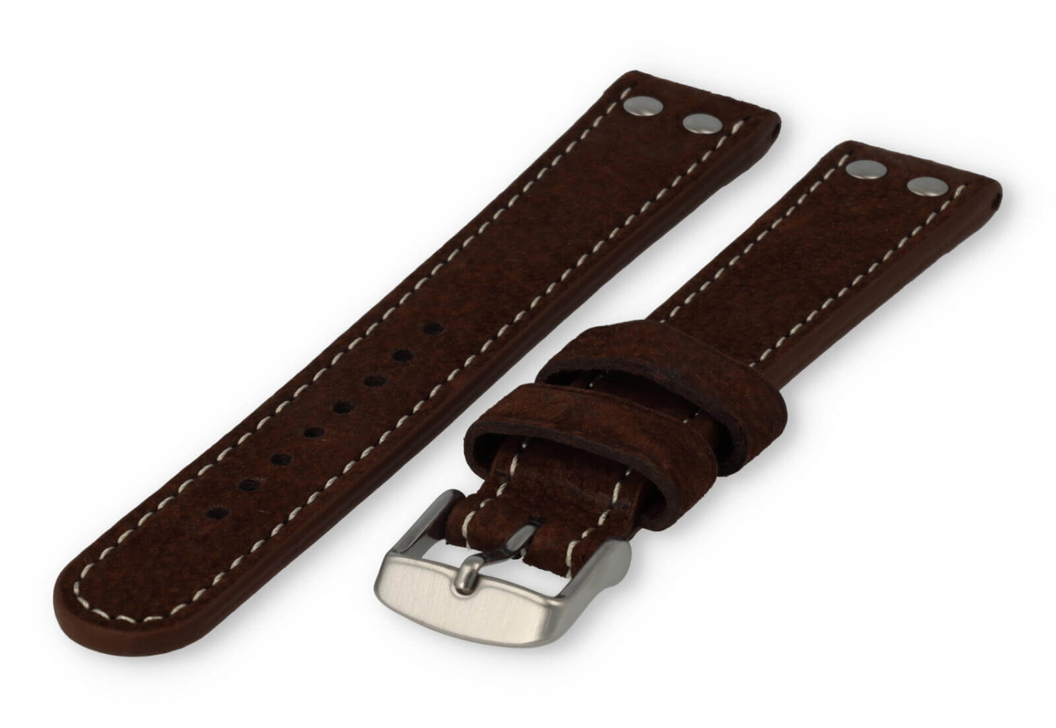 Flieger XL horlogeband 22mm kastanjebruin leer