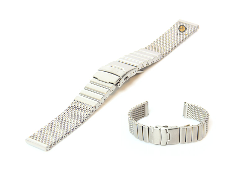 Horlogeband 24mm milanees mat zilver