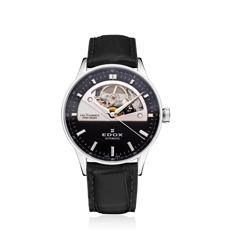 Edox Les Vauberts 85019 Horlogeband Zwart