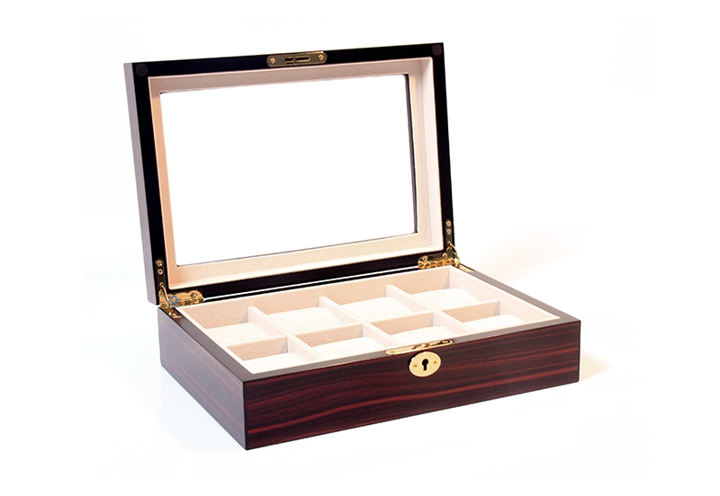 Houten horlogekist voor 8 horloges - ebony mat