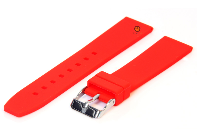 Horlogeband 18mm rood siliconen glad