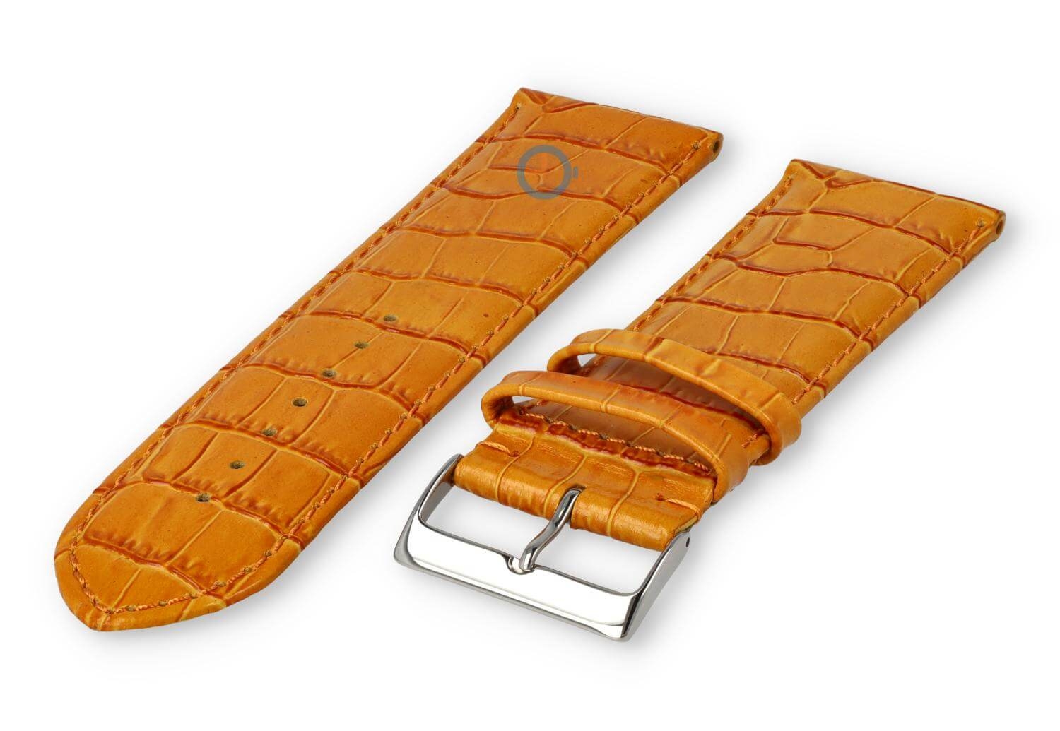 Kalfsleder XL band met croco-reliëf - 28mm - abrikoos