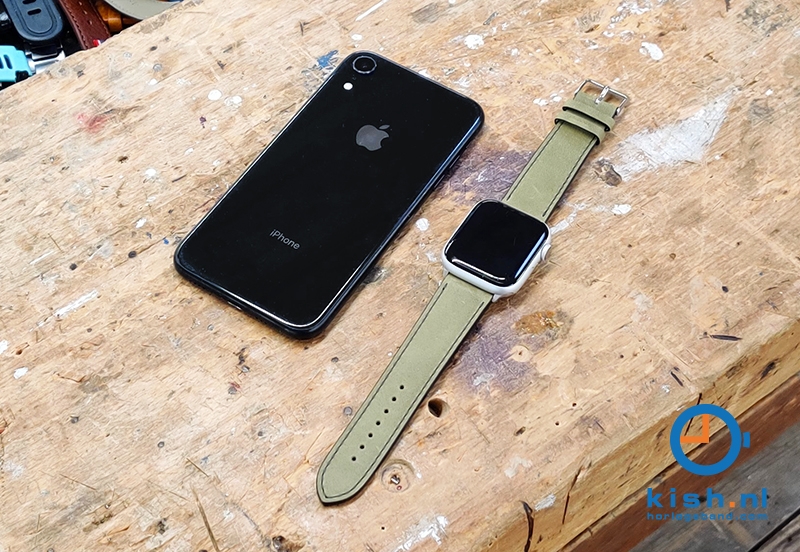 apple Watch bandje kalfsleer kakigroen - 42/44/45mm