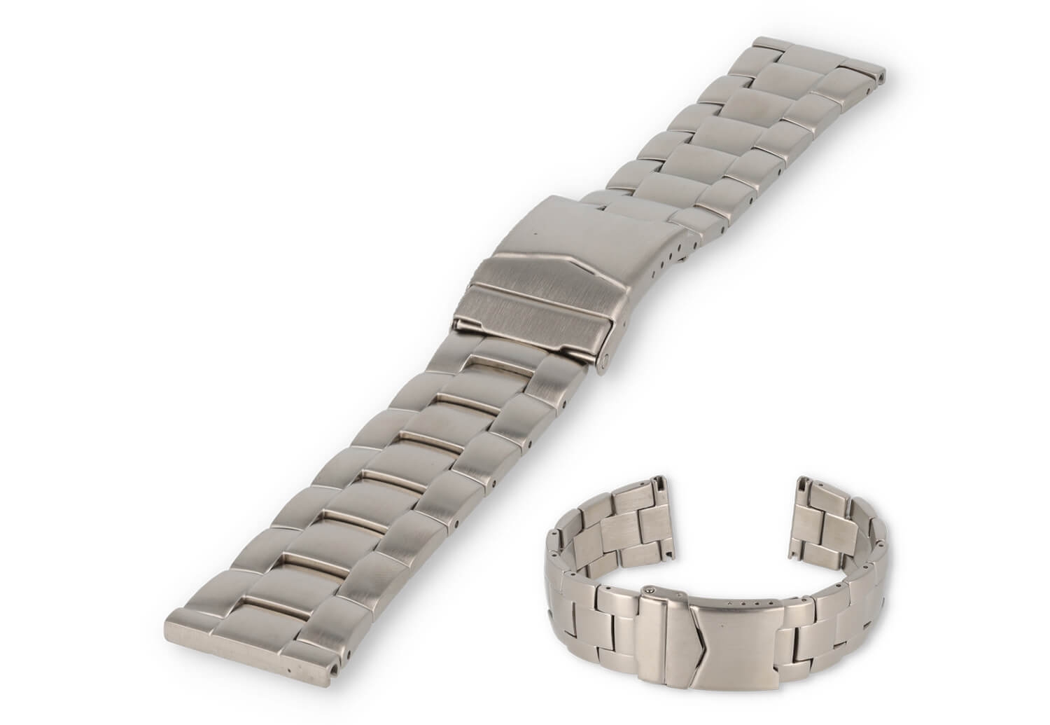 Horlogeband 22mm staal mat zilver