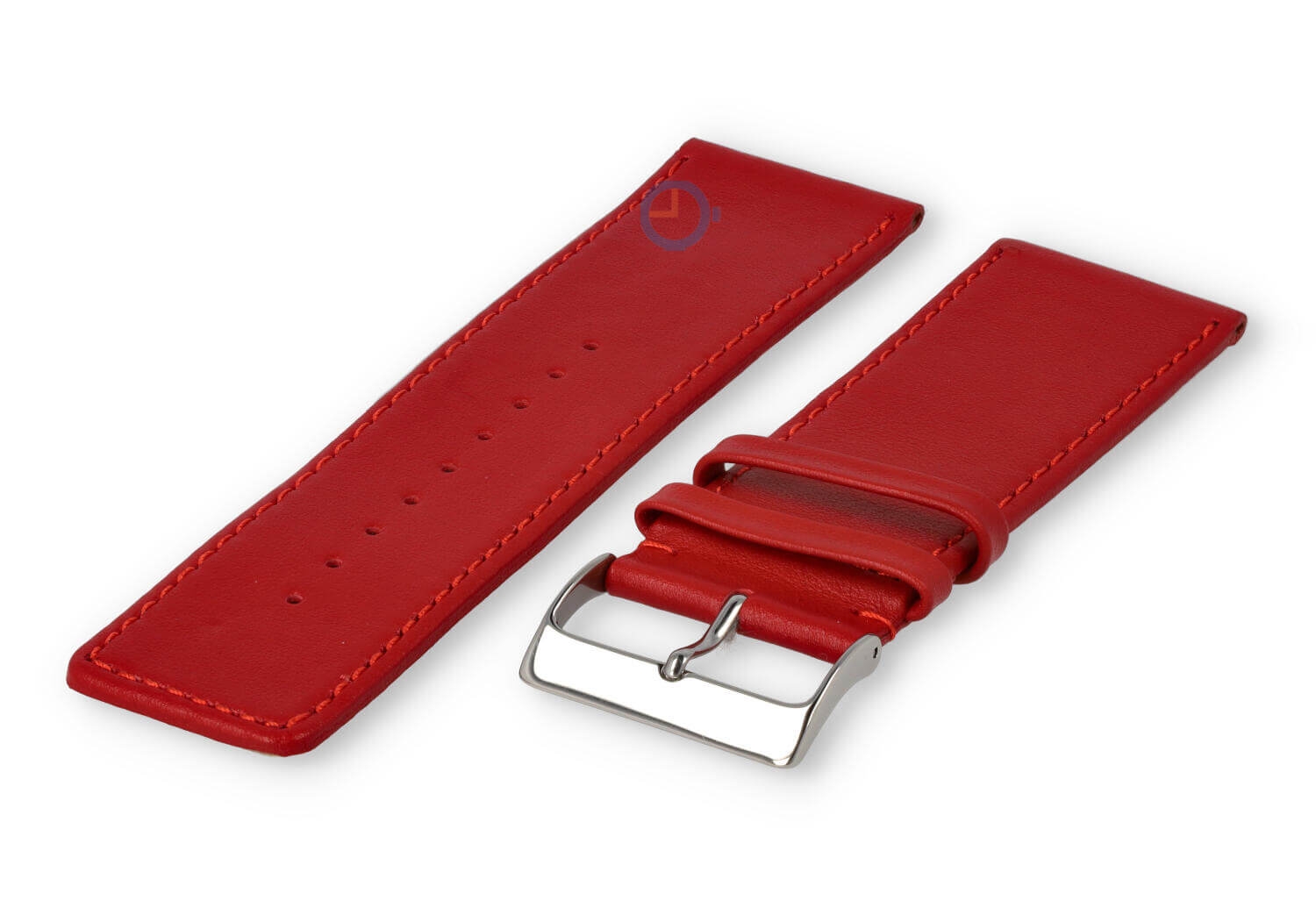 30mm horlogeband glad leer - donkerrood