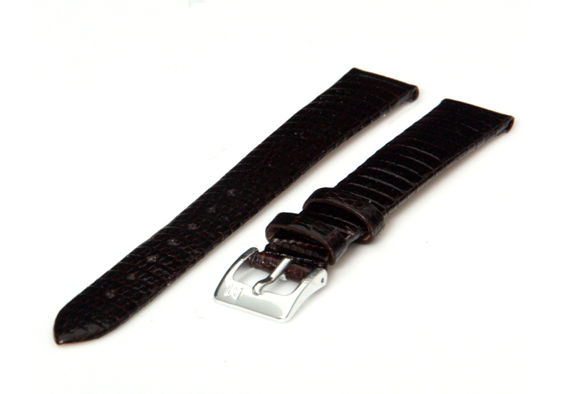Horlogeband 14mm Donkerbruin hagedissenleer XL