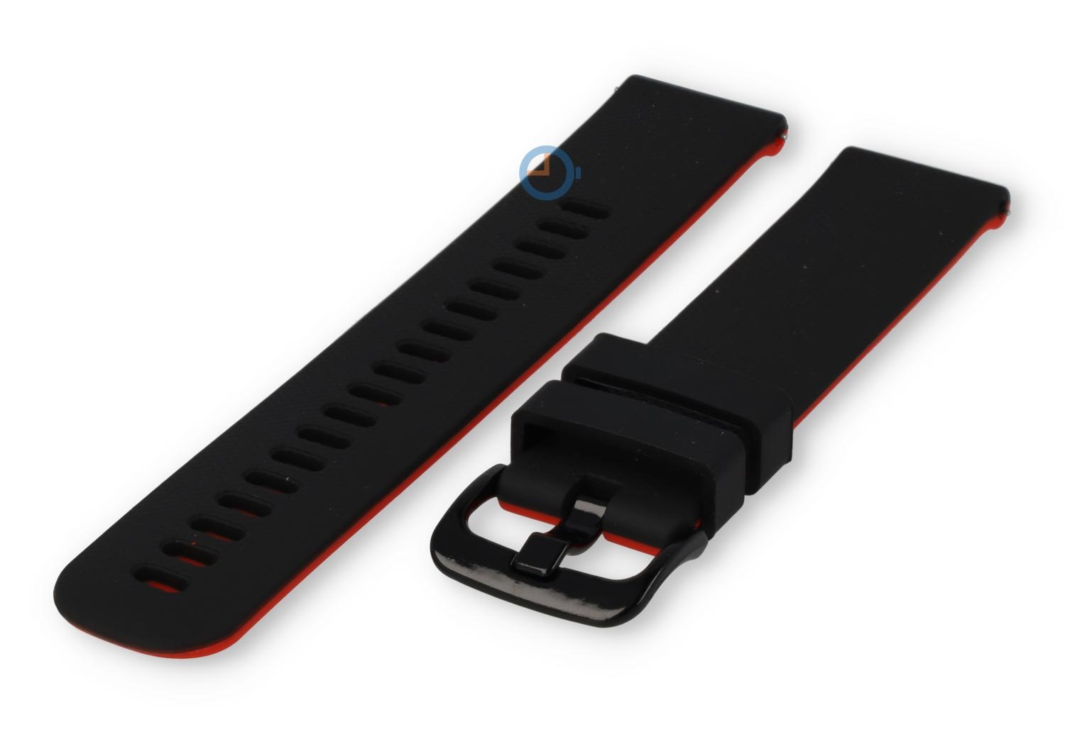 Siliconen horlogebandje 20mm - zwart/rood