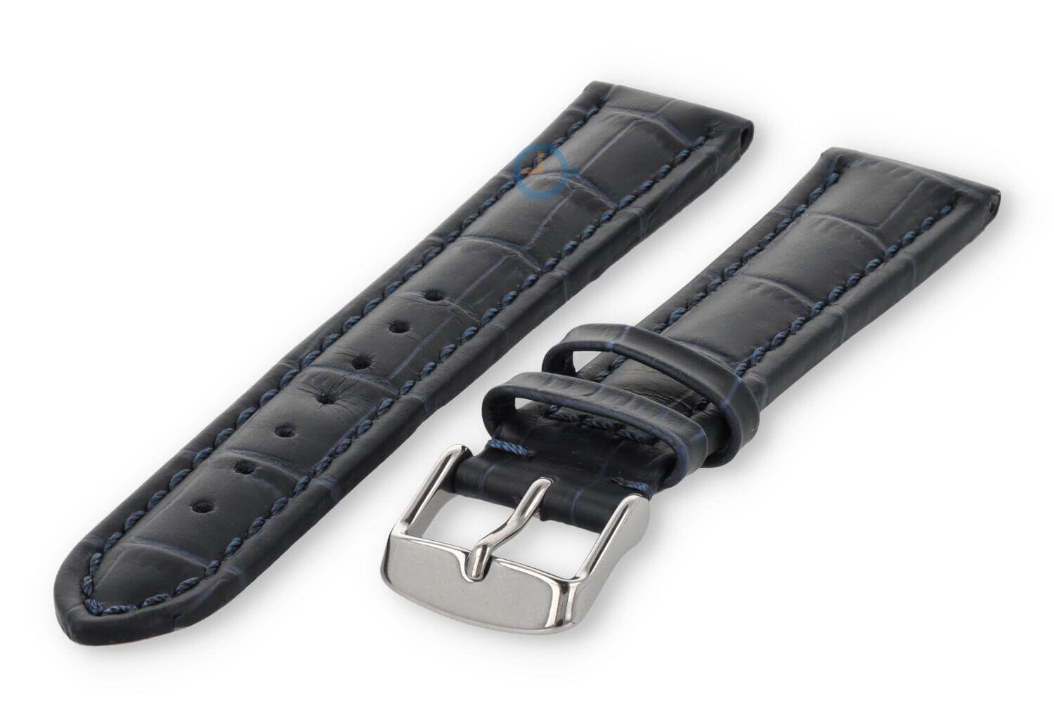 Krachtige horlogeband van kalfsleer - 20mm - donkerblauw