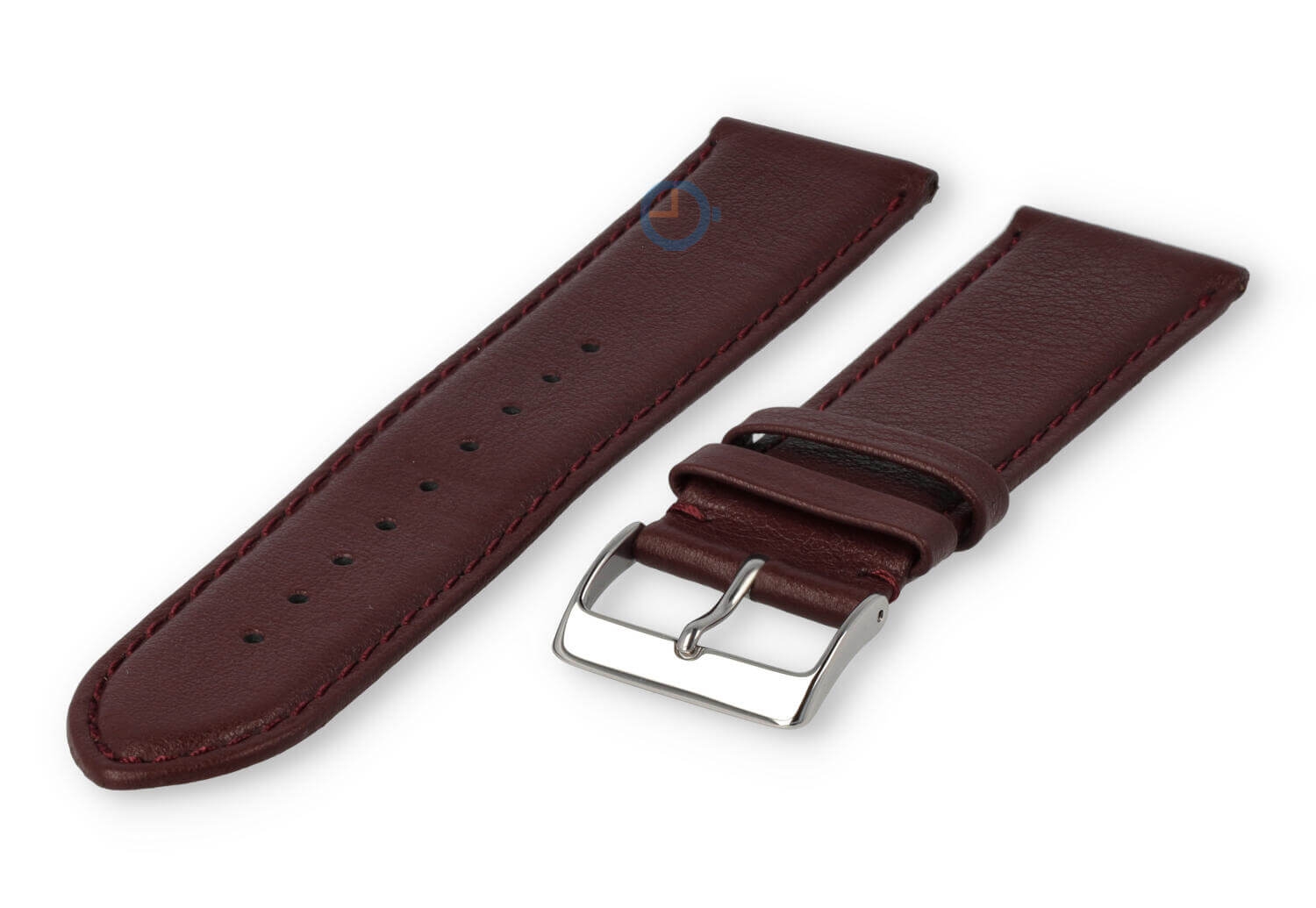 22mm horlogeband glad leer - bordeaux