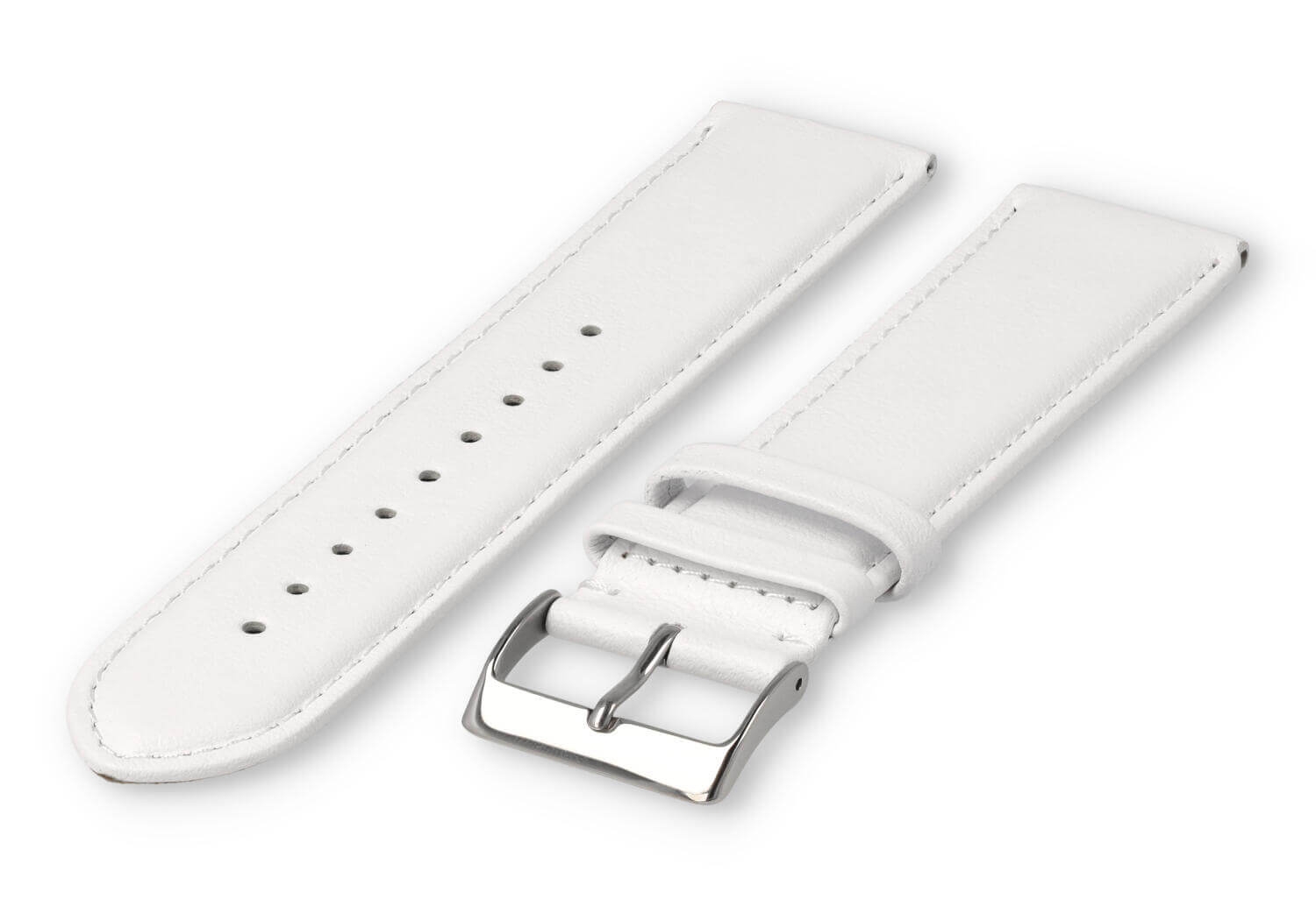 XL horlogeband glad leer - 26mm - wit