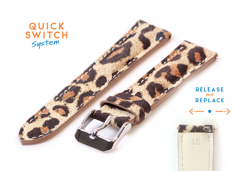 Horlogeband 18mm leopard print