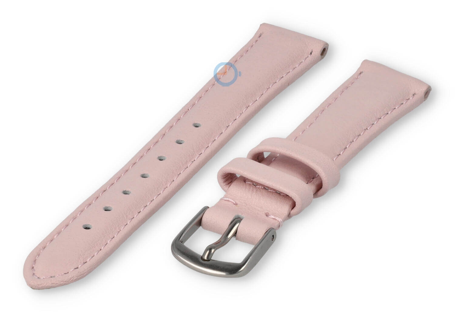 14mm horlogeband glad leer - pastelroze