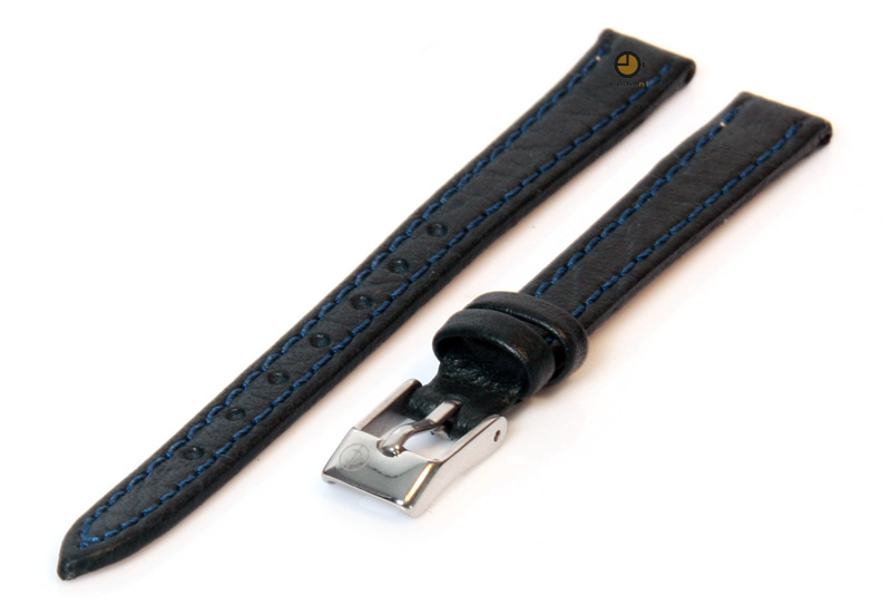 Horlogeband 10mm donkerblauw buffelleer