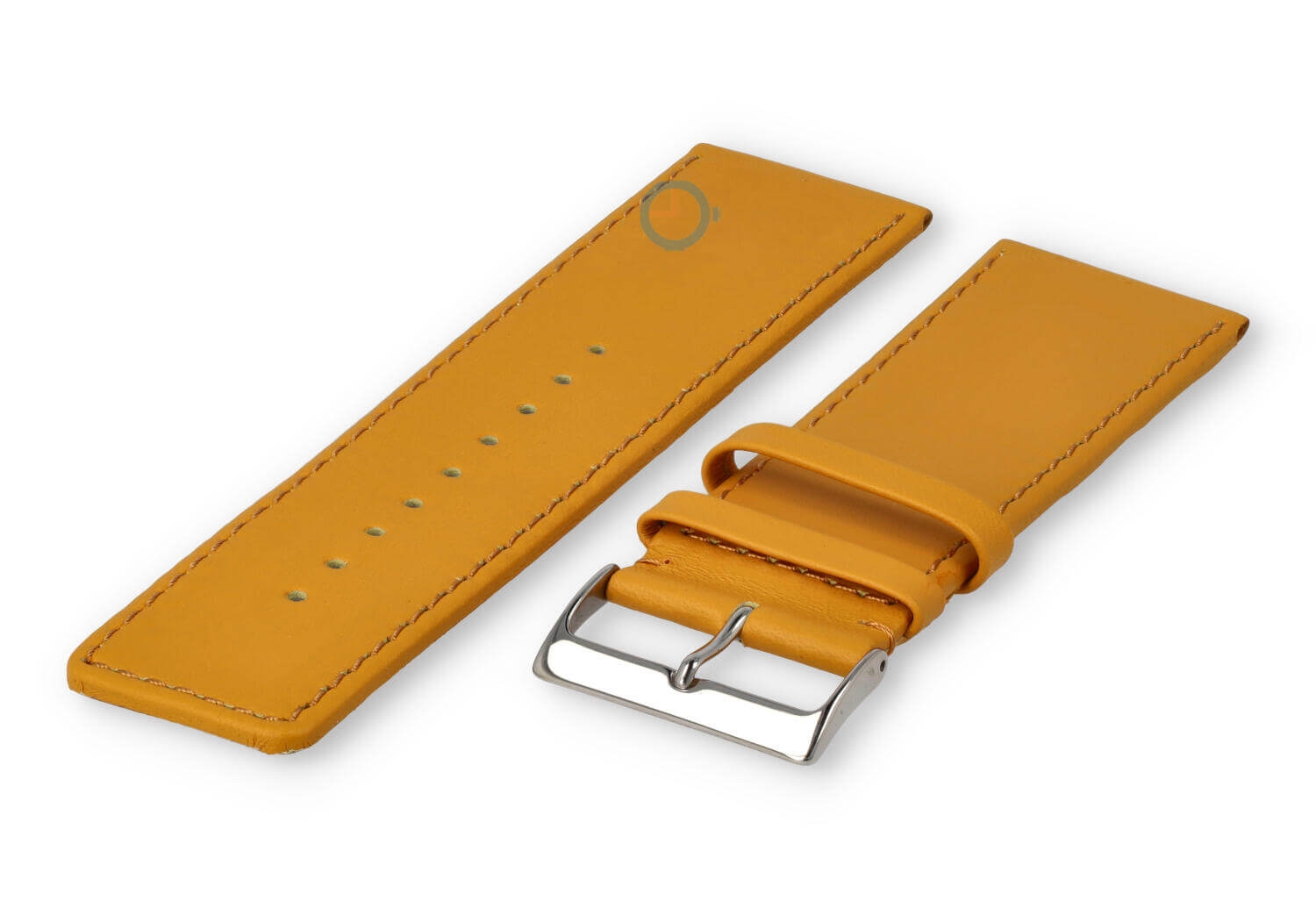 30mm horlogeband glad leer - mosterdgeel