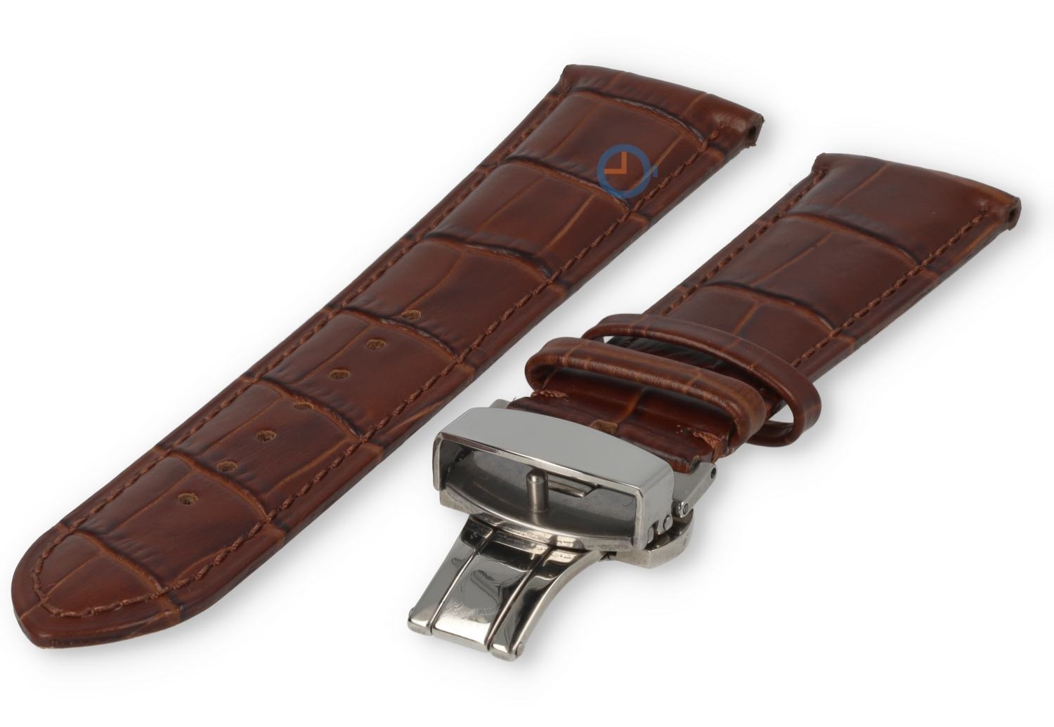 23mm horlogeband crocoleer met vlindersluiting - donkerbruin