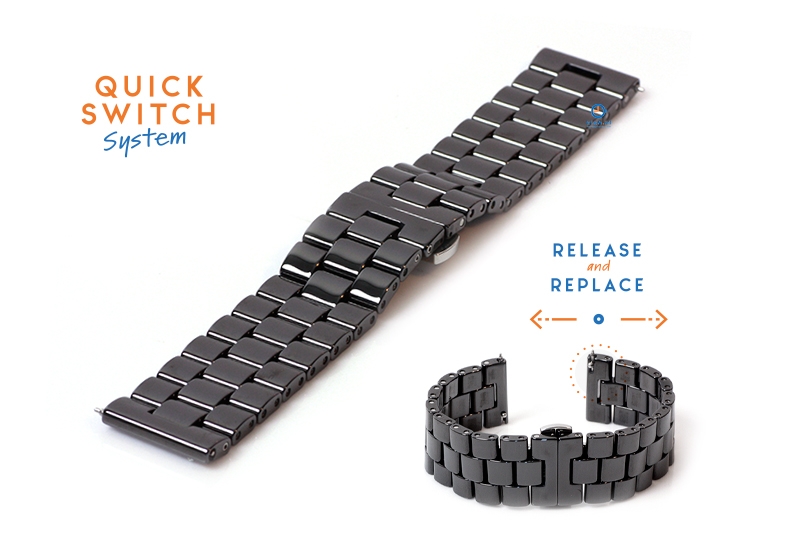 Horlogeband 20mm keramiek zwart