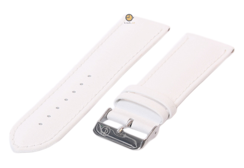 Horlogeband 24mm glad wit leer