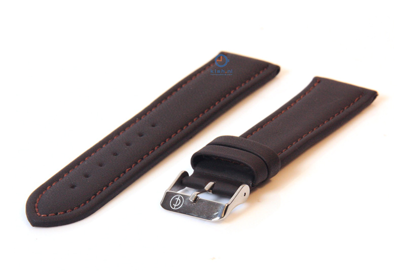 Horlogeband 24mm donkerbruin leer
