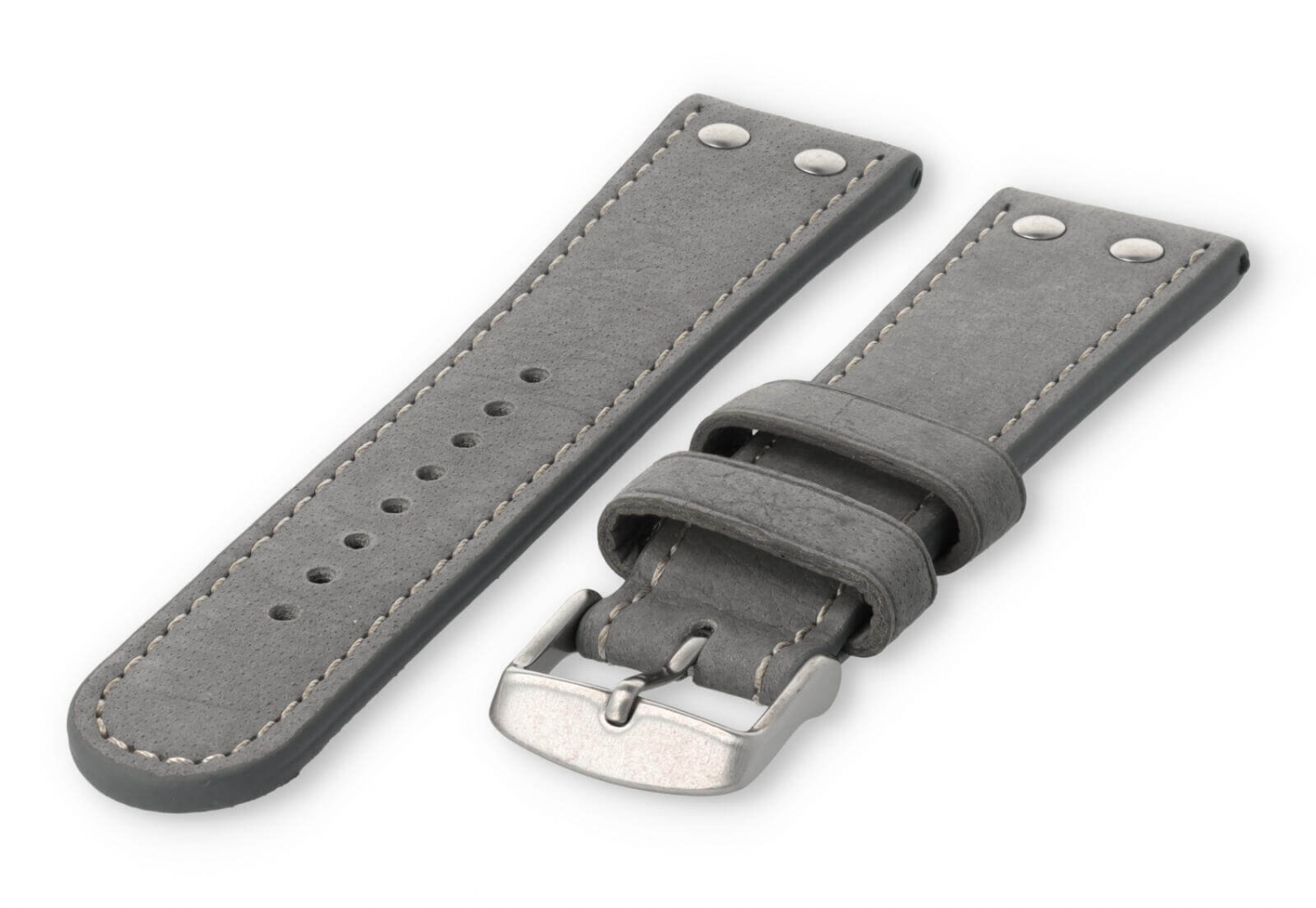 Flieger horlogeband 24mm lichtgrijs leer