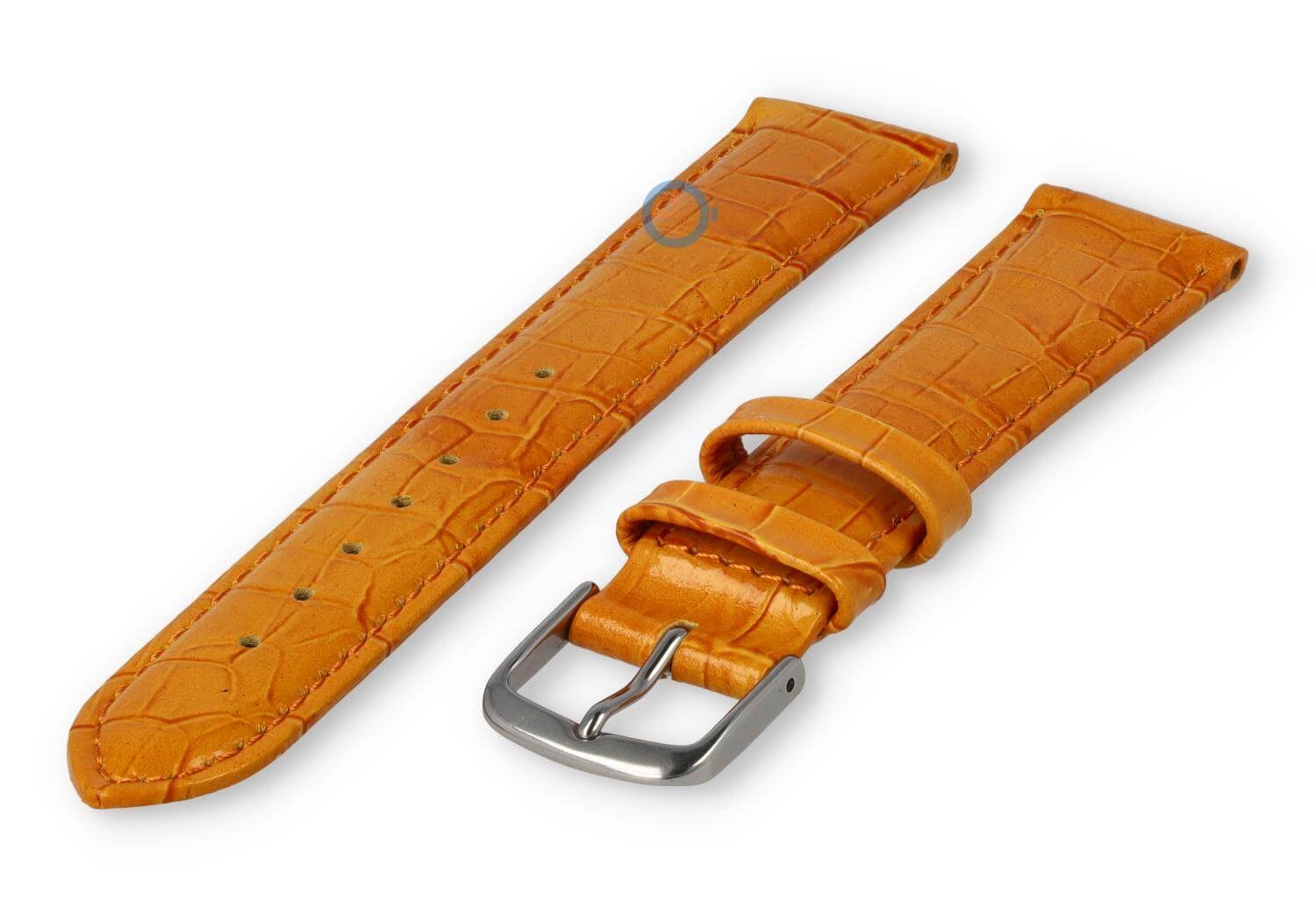 Horlogeband leer met krokoprint - 16mm - abrikoos