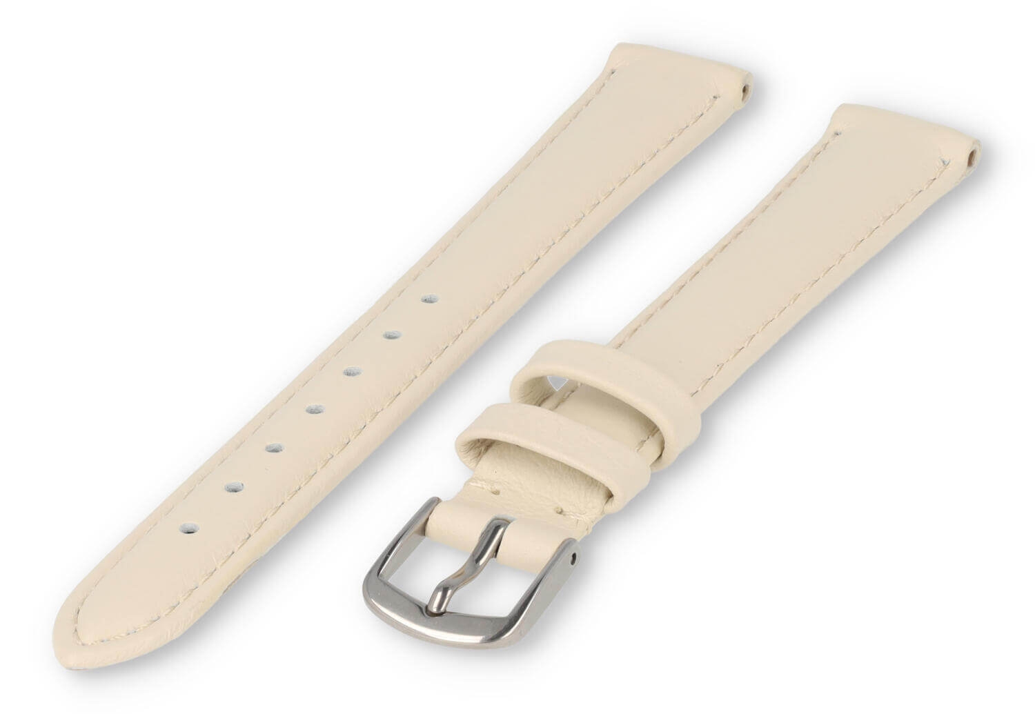 XL horlogeband glad leer - 14mm - creme