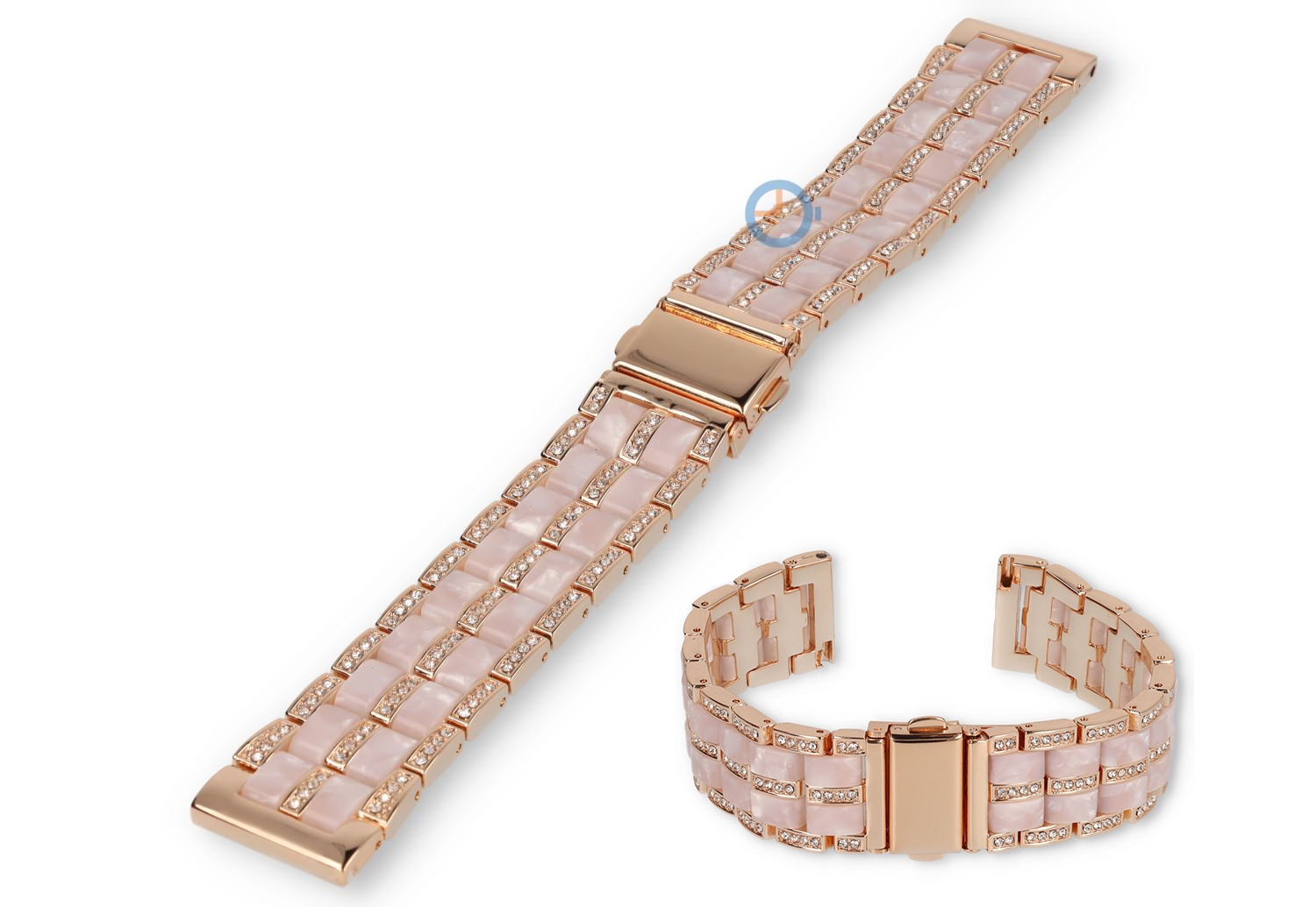 20mm moderne horlogeband staal/resin - rosegoud/roze
