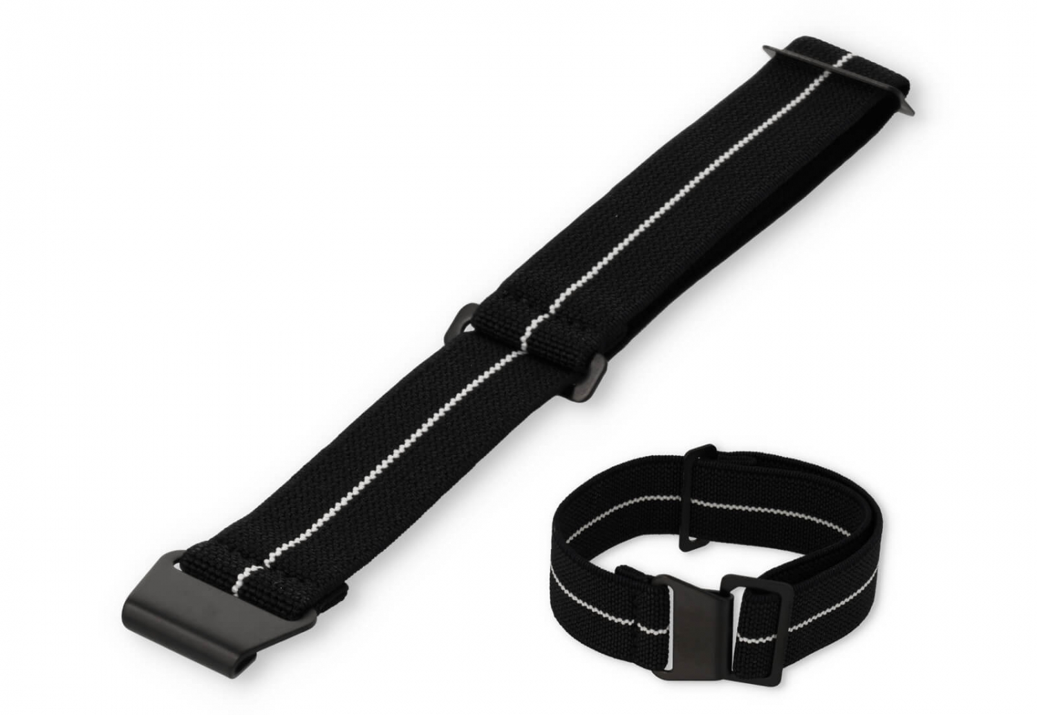 Elastische horlogeband 22mm nylon zwart - wit