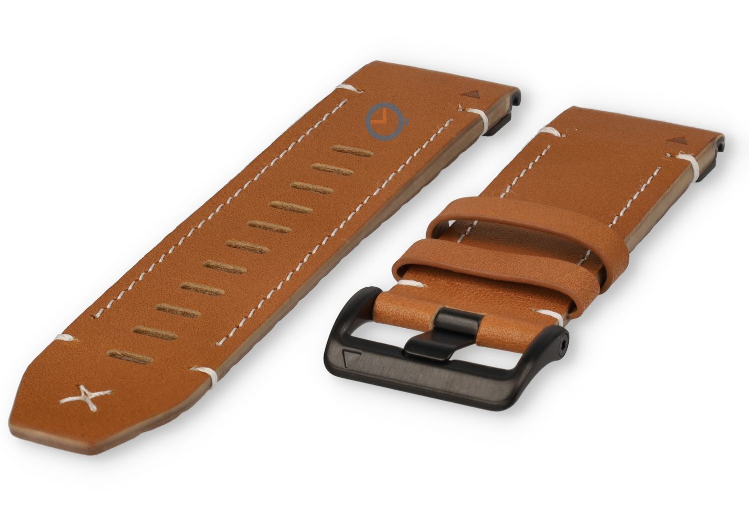 Premium leren bandje voor Garmin Enduro 3 - cognacbruin/zwart