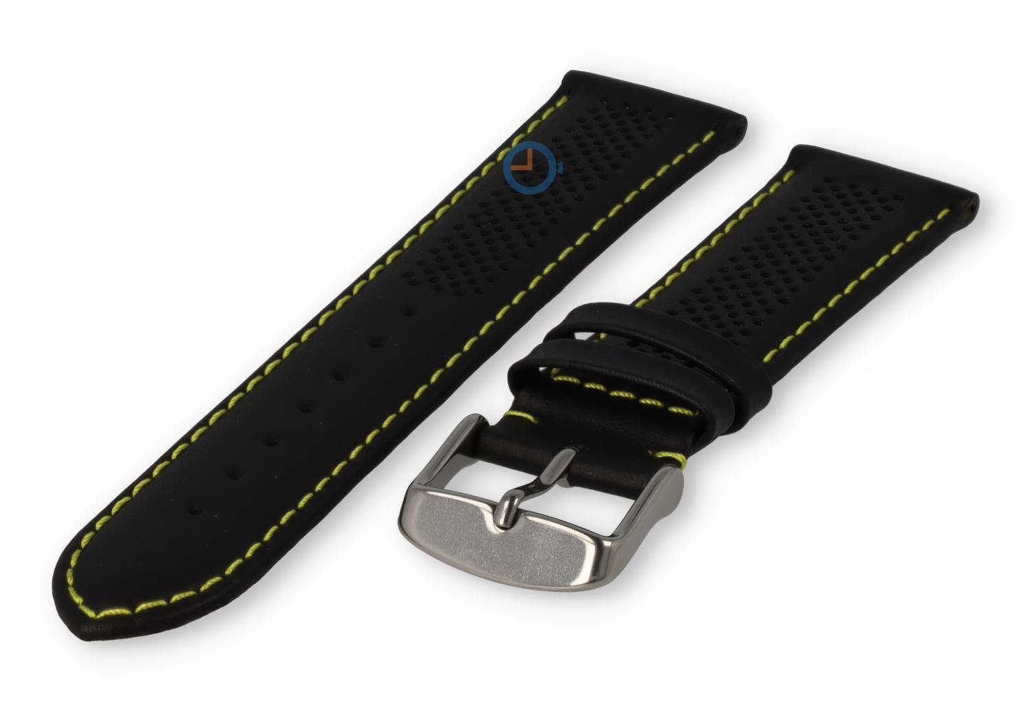 22mm hybrid bandje - zwart met geel
