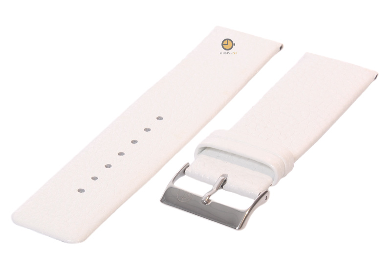 Horlogeband 22mm wit leer naadloos