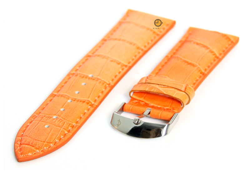 Horlogeband 22mm kroko leer oranje