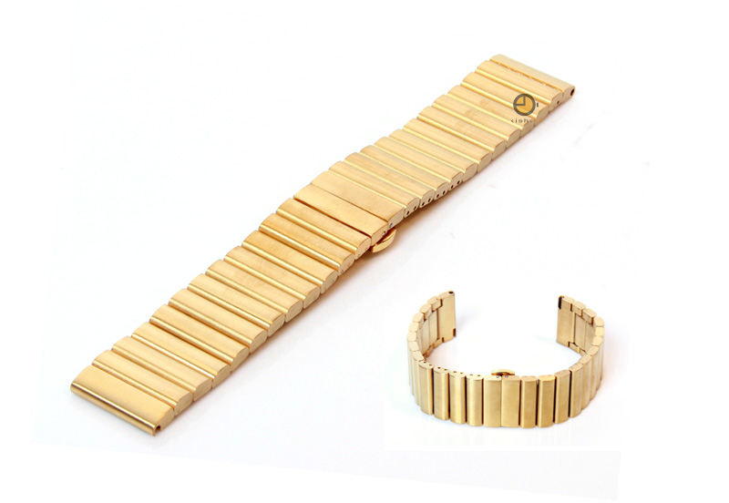 Horlogeband 22mm mat staal goud