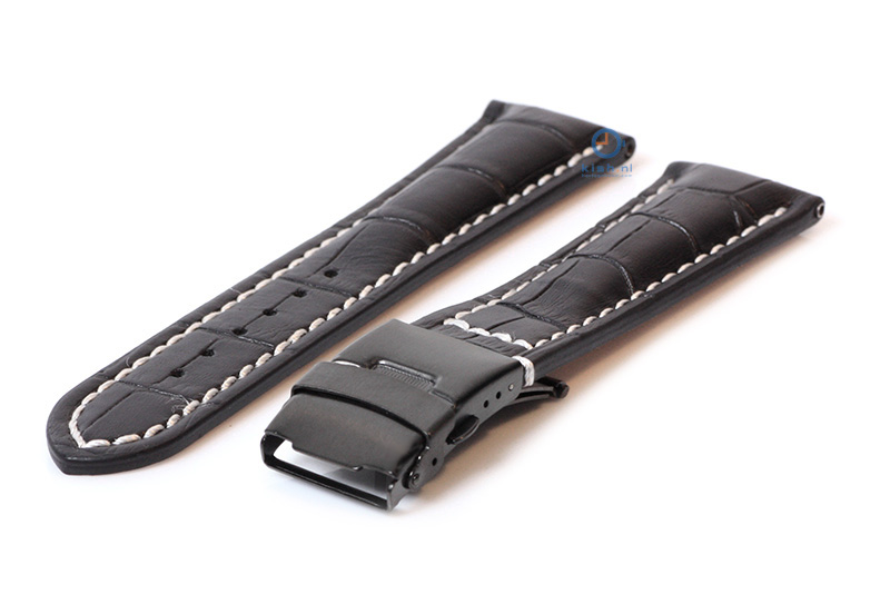 Gisoni Horlogeband 22mm zwart croco