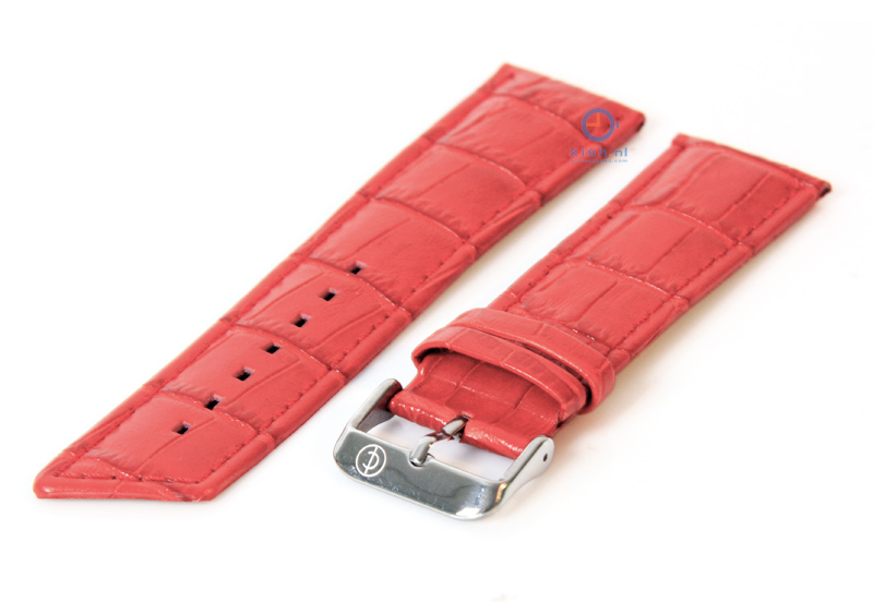 Horlogeband 24mm rood leer croco