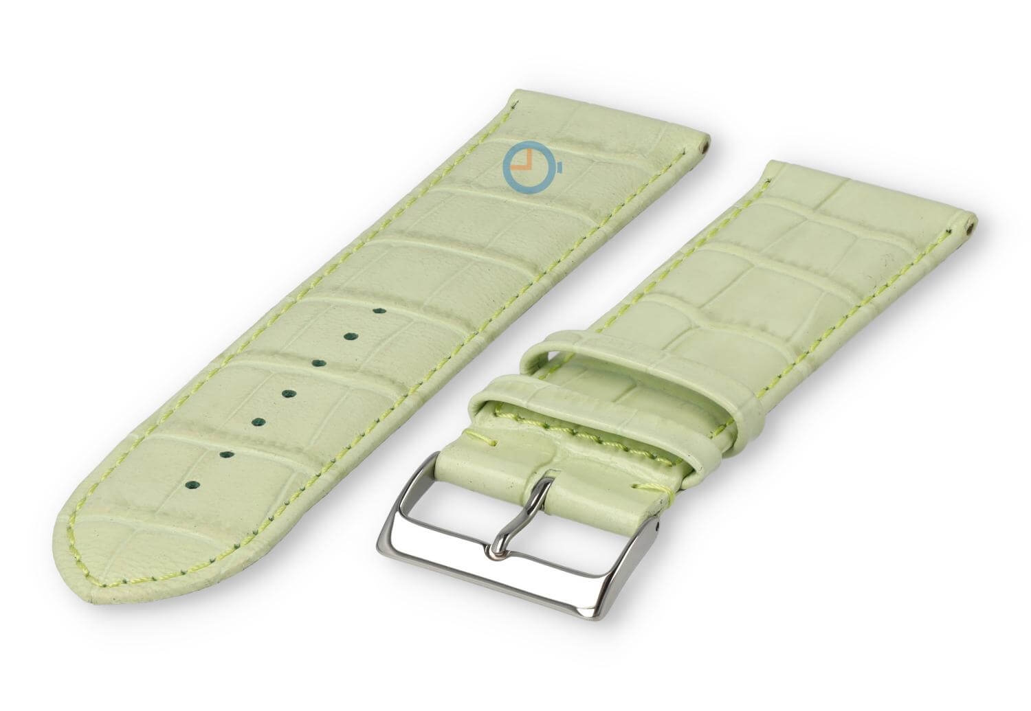 Kalfsleder XL band met croco-reliëf - 28mm - pastelgroen